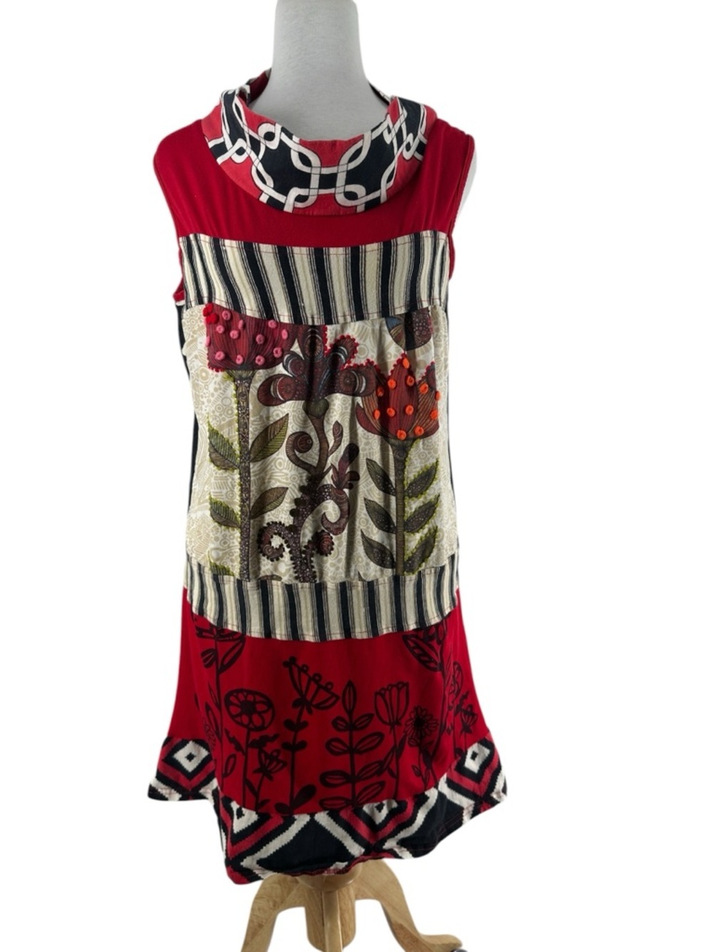 Savage Culture Boho Patchwork Tunic Dress Mini Sleeveless Lagelook Artsy Chic - Picture 3 of 10